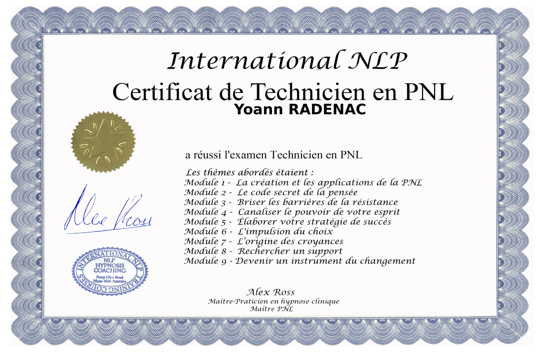 Diplome Technicien PNL